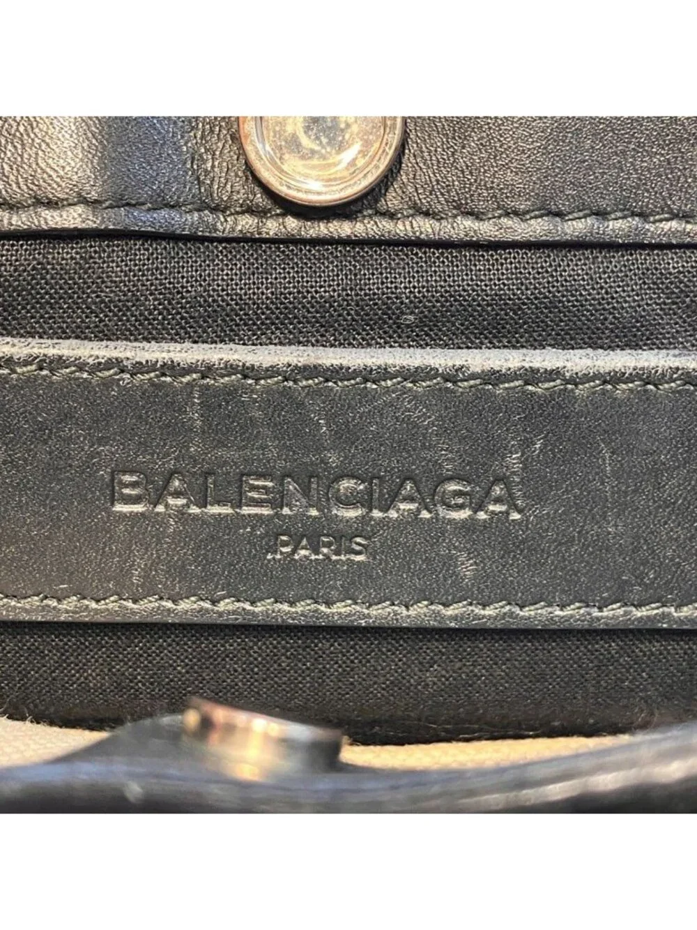 Balenciaga Navy Pochette Shoulder Bag Canvas Leather